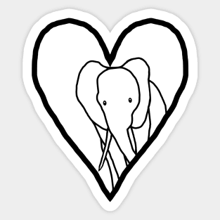 My Valentine Elephant Line Drawing Sticker